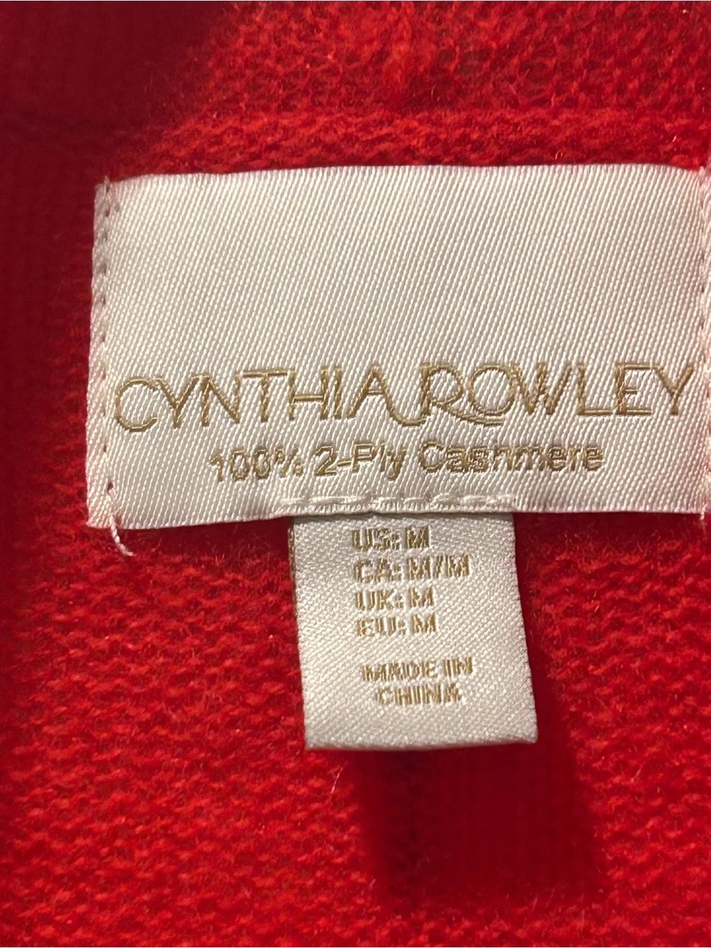 Cynthia Rowley 100% Cashmere 2-Ply Cherry Red Cardigan Sweater Medium